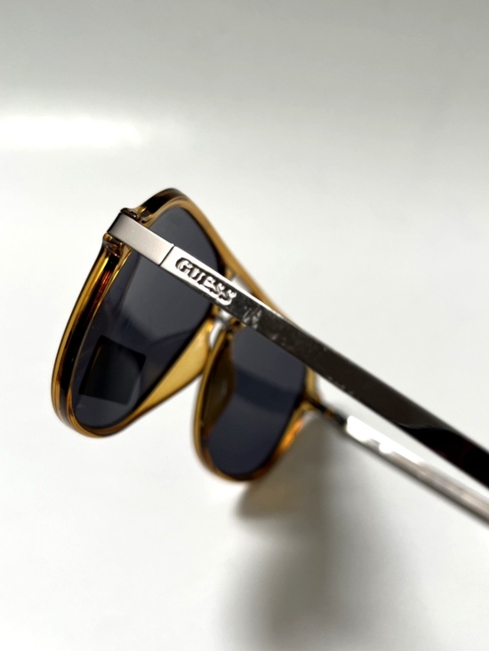 New GUESS Aviator Sunglasses GO00099 Double Bridge Acetate Amber Black Lens main image 3